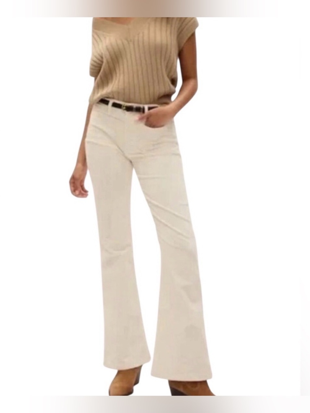 GAP Ivory 70s Flare Corduroy Pants Size 10